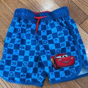 Toddler Boy Lightning McQueen Blue Bathing Suit 4T Like New